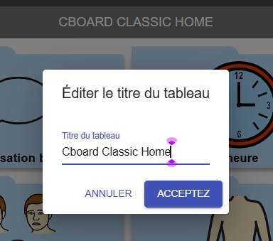 image Editer le titre d'un tableau
