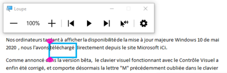 Lire du texte par voix de synthèse depuis la loupe de Windows 10 