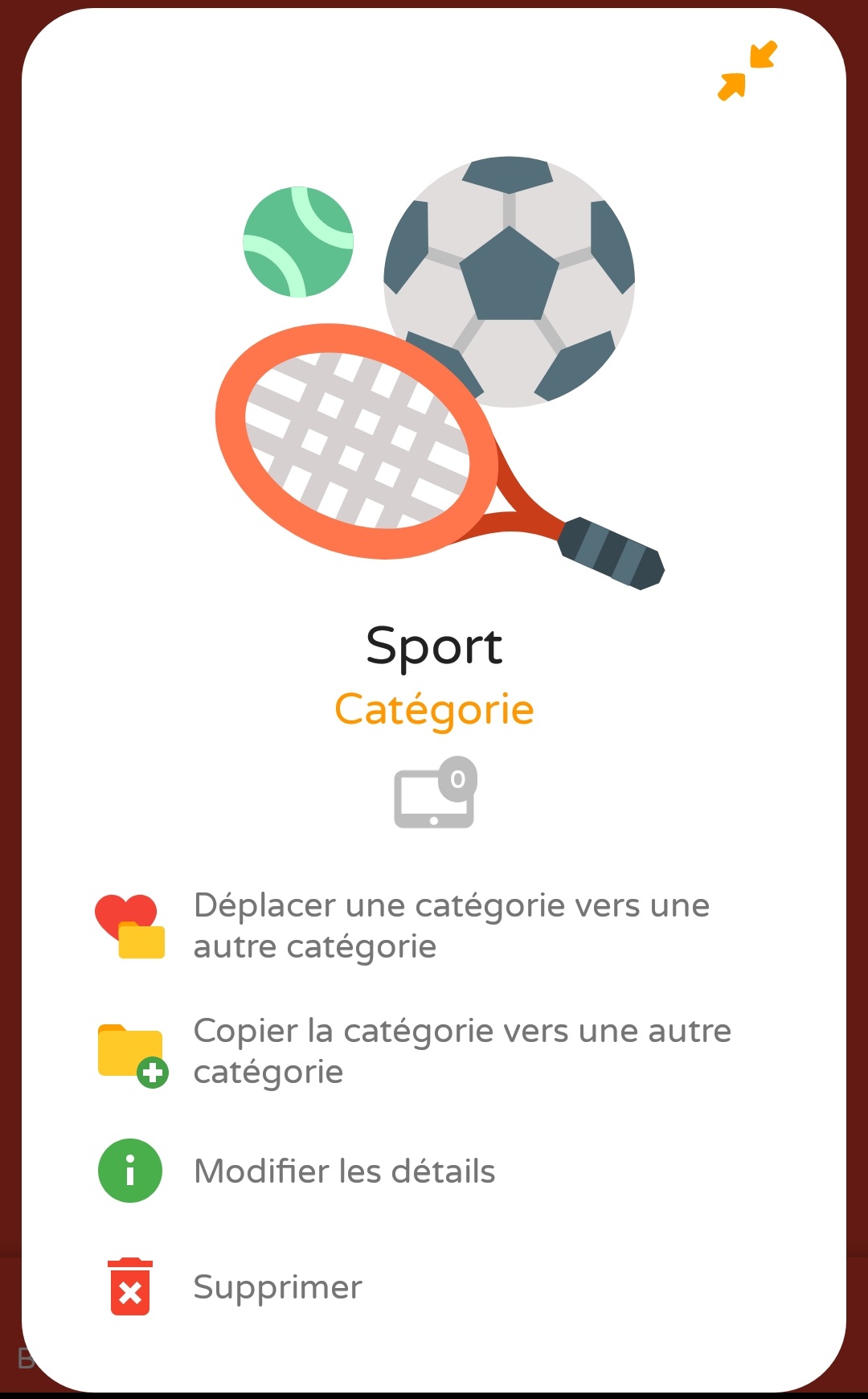 image Expand d'une catégorie dans Mes Talkiis