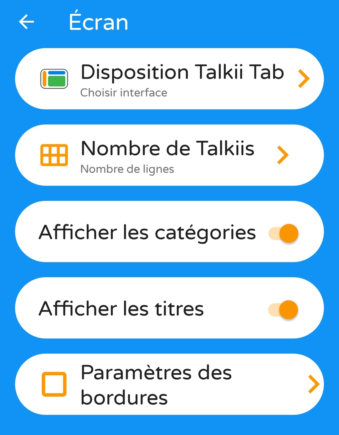 image Les paramètres de l'écran
