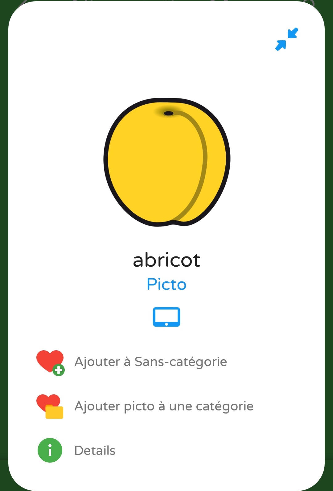 image picto expand dans la bibliothèque