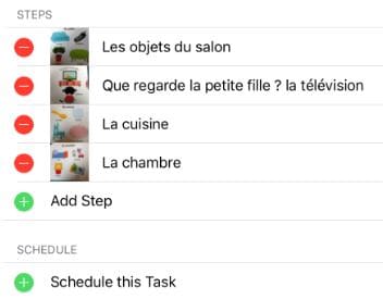 Ajouter une étape au sein d’une activité « Add Step » - Programmer le déclenchement (rappel de tâche). « Schedule »