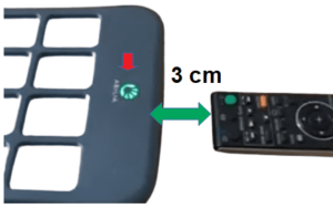 Apprentissage d’un code infrarouge (distance 3 cm entre les appareils)