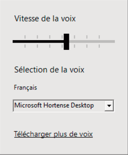 Complément OneNote sous Windows 10 - choix de la voix de synthèse