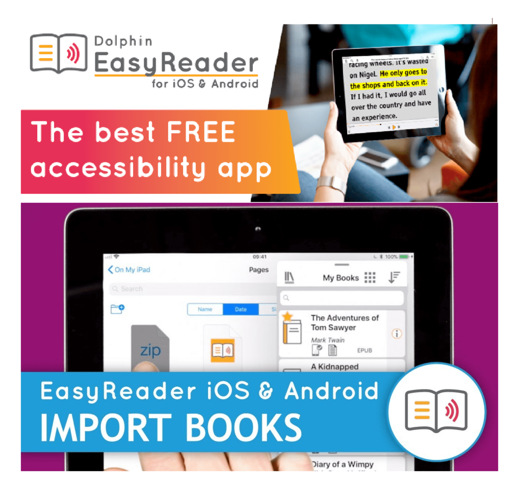 Dolphin EasyReader - version Android et IOS gratuitement téléchargeable.