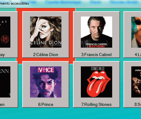 Exemple de Juke-Box réalisé avec Albums Accessibles - sélection d'un titre
