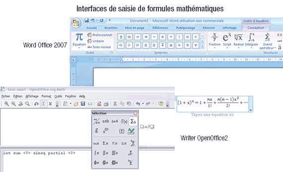 Interfaces de saisie de formules mathématiques dans Word et Open Office