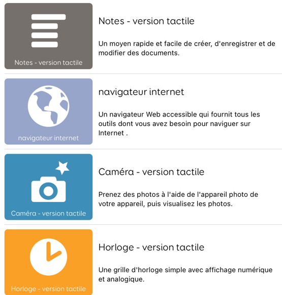 les Applications accessibles