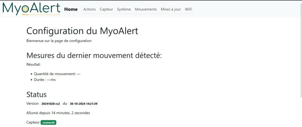 MyoAlert Configuration Accueil