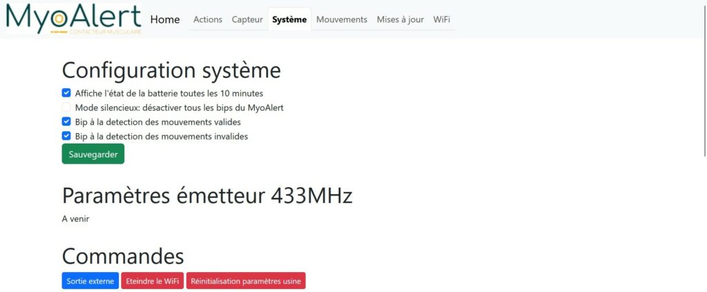 MyoAlert Configuration Système