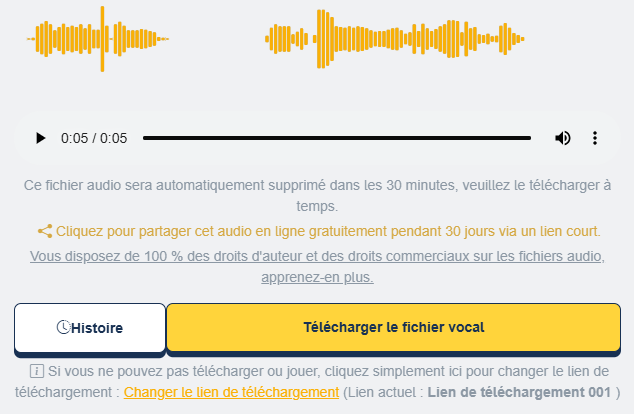 Téléchargement du fichier audio