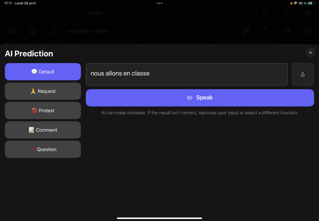 Formulation du texte par IA