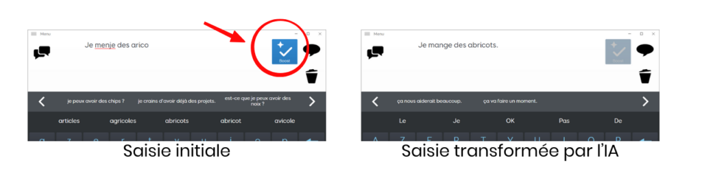 Effet du nouveau bouton "Boost" sur la production de texte