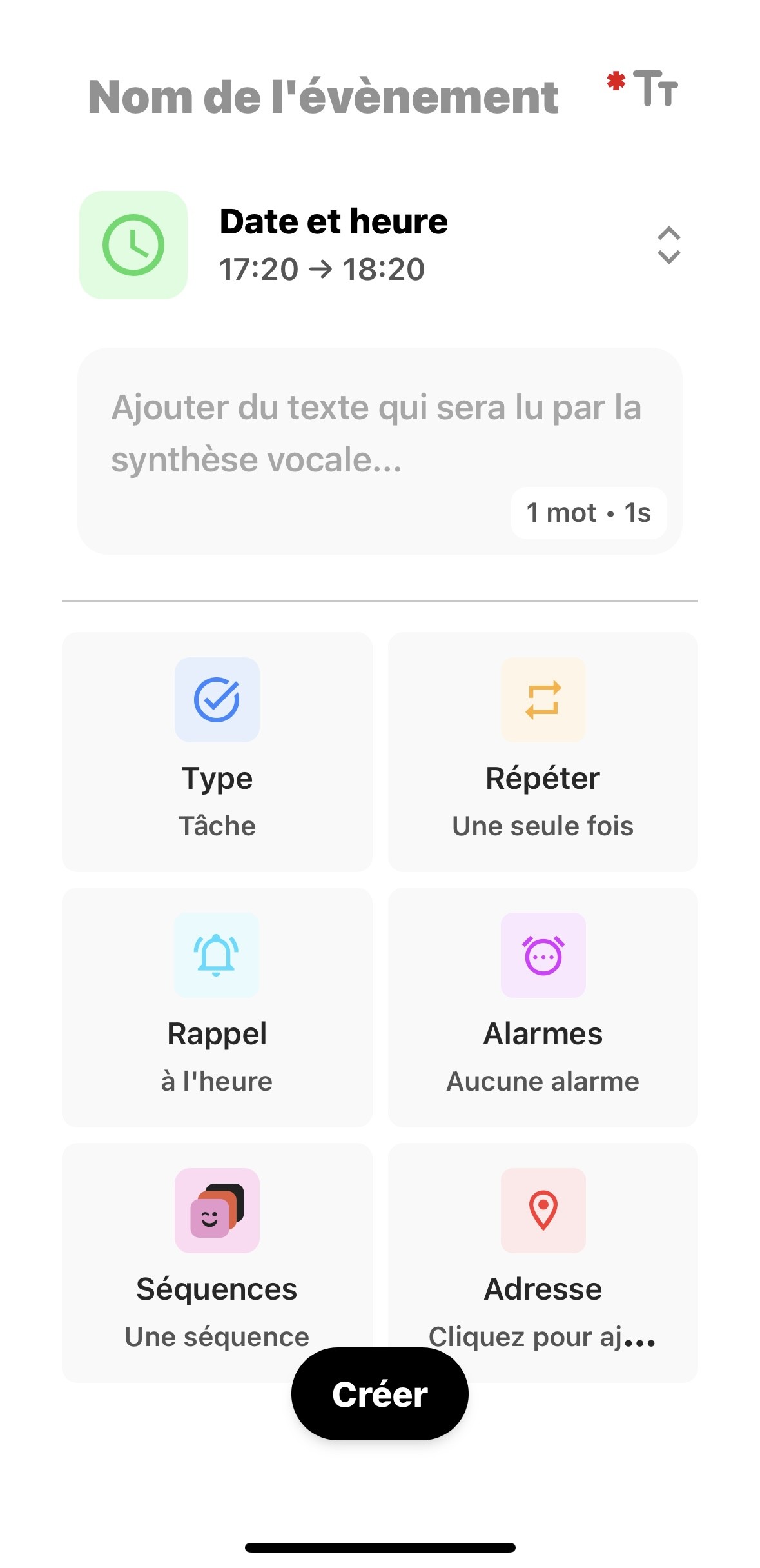 image la création d'un évènement