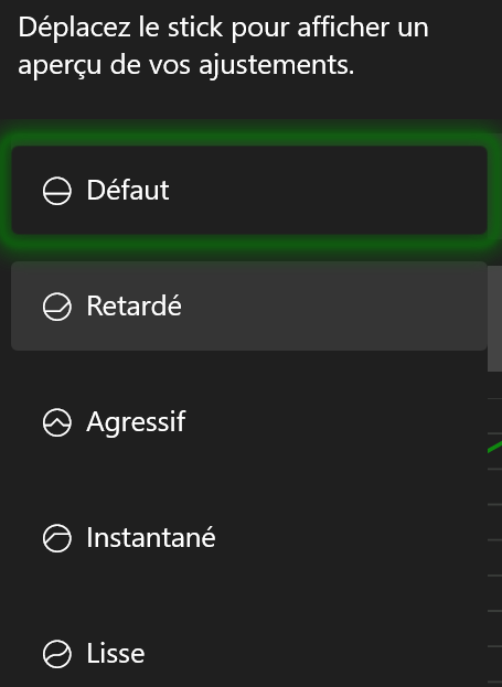 Accessoires Xbox - courbes de sensibilité