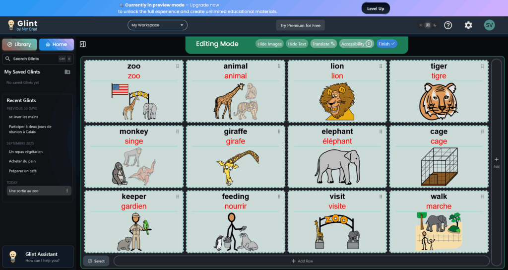 Glint - les outils d'édition