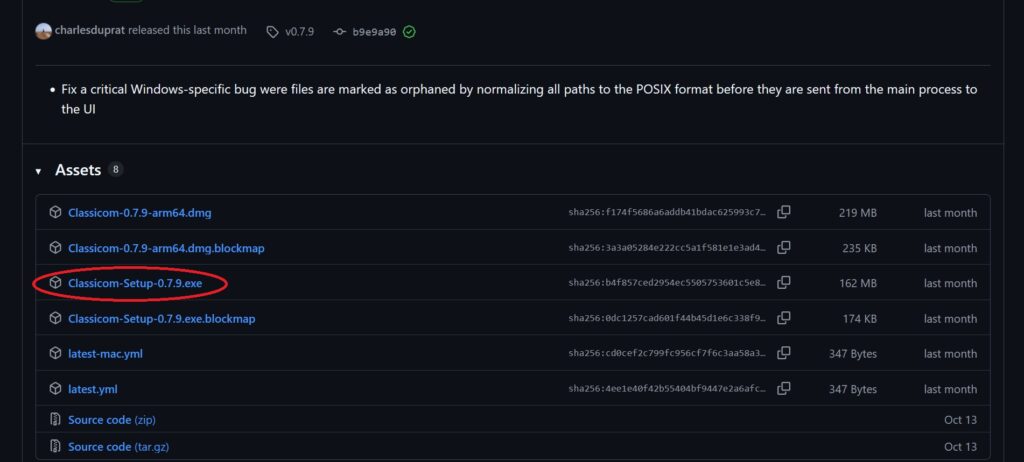 Téléchargement de Classicom