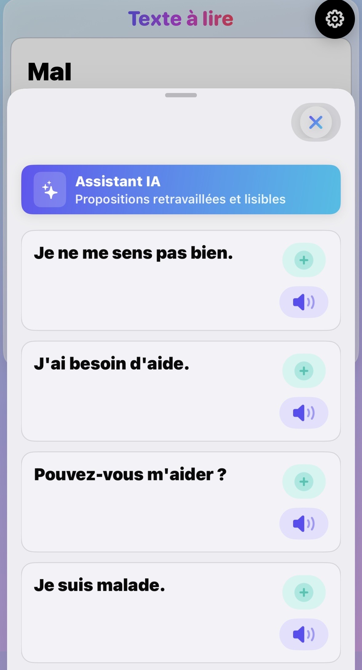 Phrases générées par IA à partir du mot écrit MAL