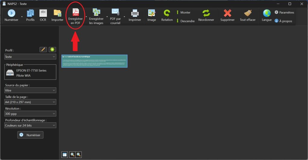 NAPS2 - Export en PDF + OCR