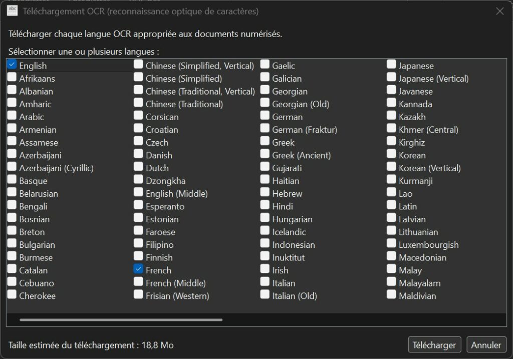 NAPS2 - Téléchargement des langues pour l'OCR