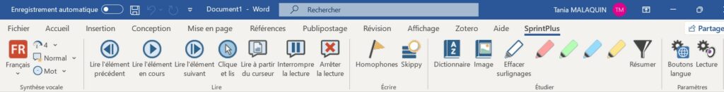 SprintPlus 3 - Intégration dans Word