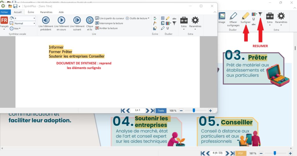SprintPlus 3 - Surlignage et synthèse