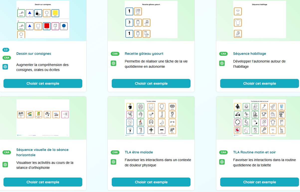 Exemple d'activité de communication alternative et améliorée