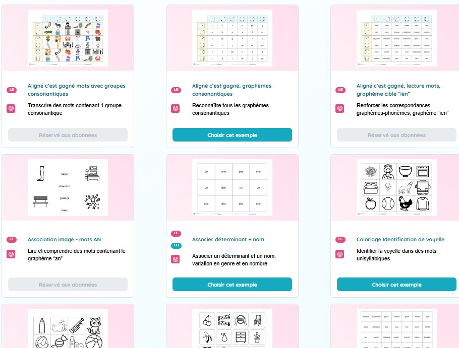 Liste des activités de langage écrit