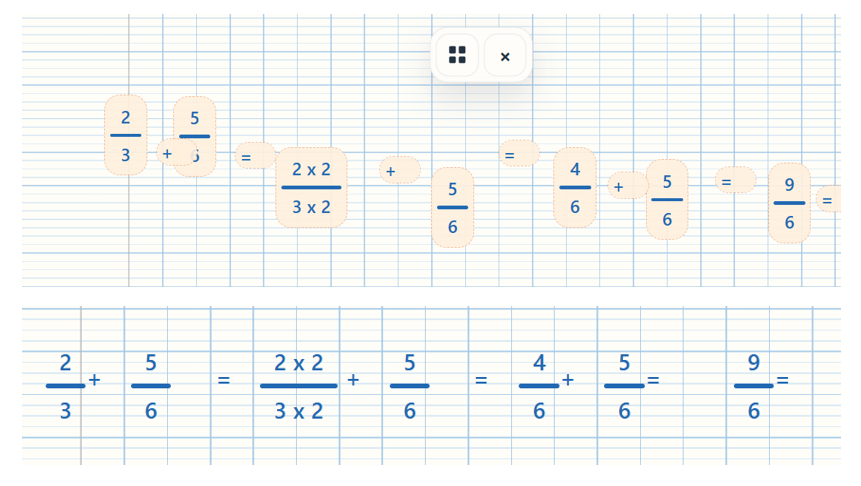 Écriture de fractions et fonction aligner