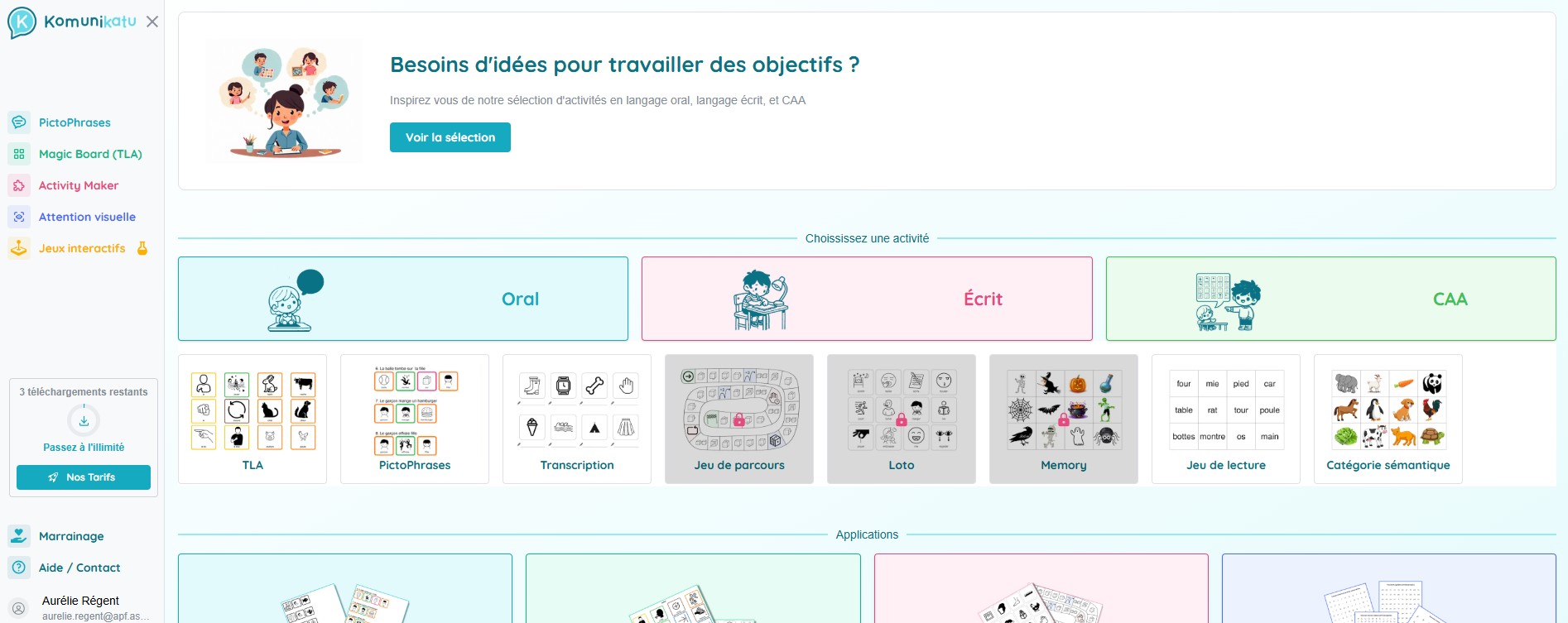 La page d'accueil de Komunikatu