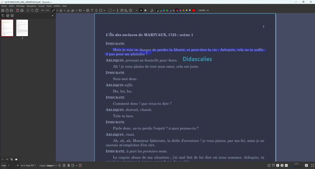 Avec quelques réglages, Xournal++ peut afficher un pdf en contraste inversé.