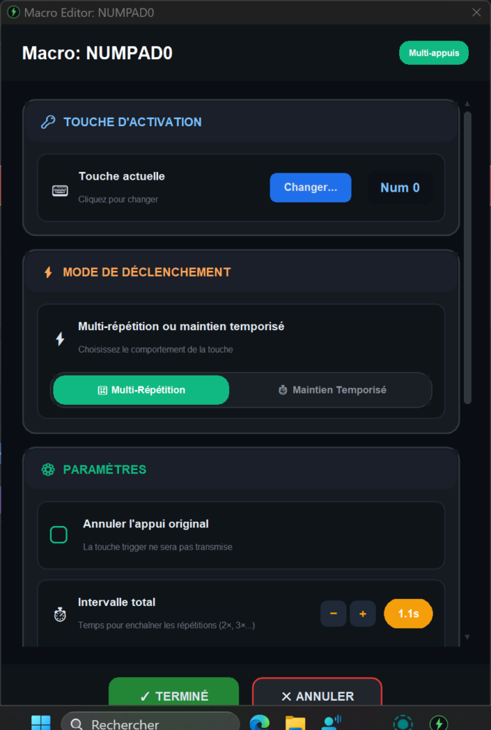 Accessibility Controller - Macro multi-répétition ou maintien temporisé