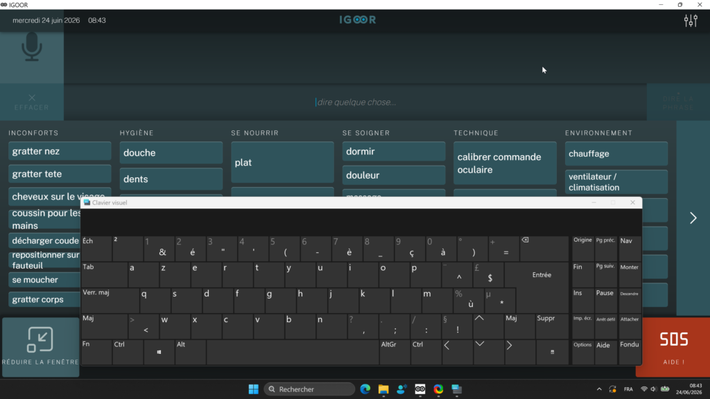 Le clavier visuel masque une large partie de la fenêtre de l'application