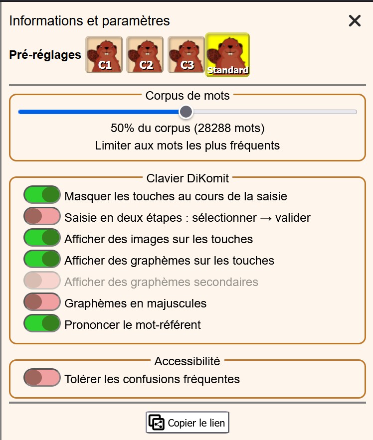 Paramètres Dikomit début