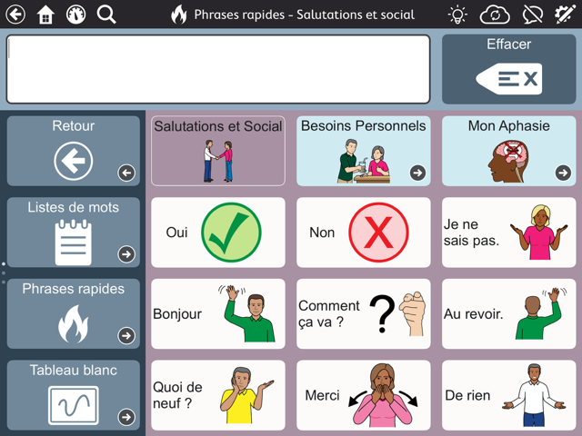 image Menu Phrases rapides - Salutations et social