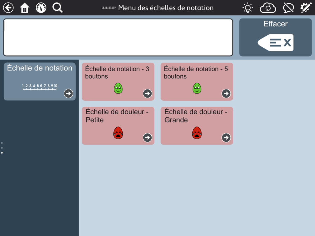 image Menu des échelles de notation