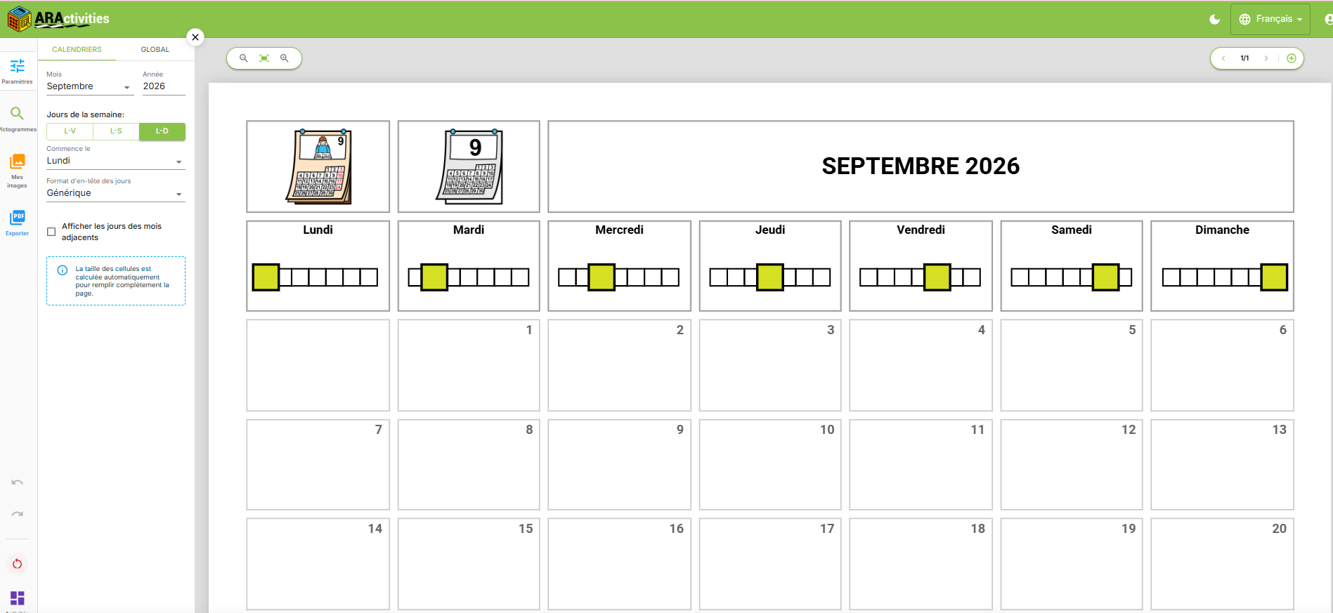 image calendrier
